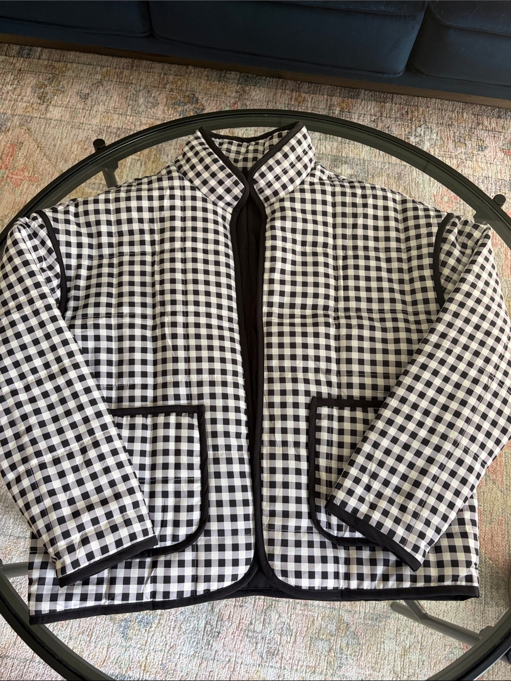 Black & White Gingham Quilted Jacket - Unbranded Size M